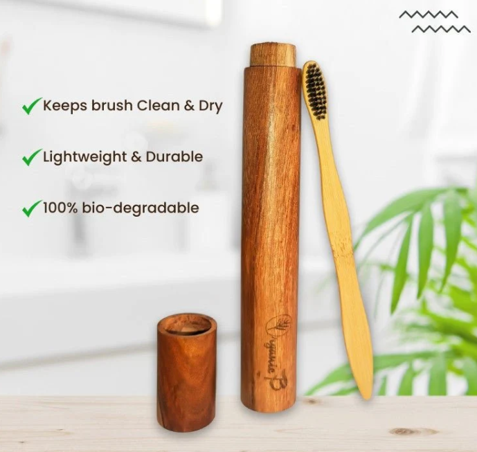 Eco   Friendly   Travel   Case   with   Bamboo   Charcoal   Toothbrush