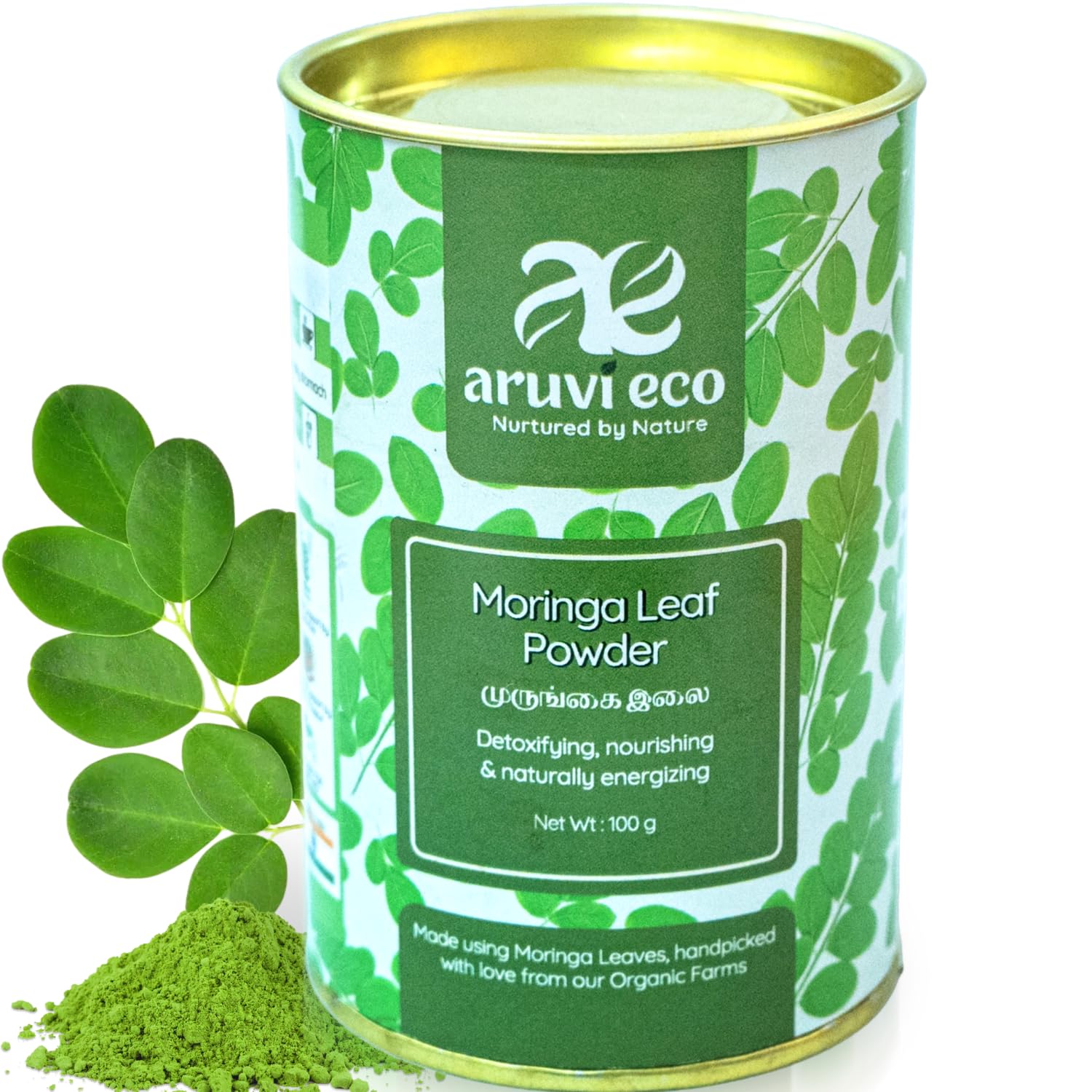 Aruvi Eco Pure Organic Moringa Powder | For Detox, Nourishment And Energizing (100g)