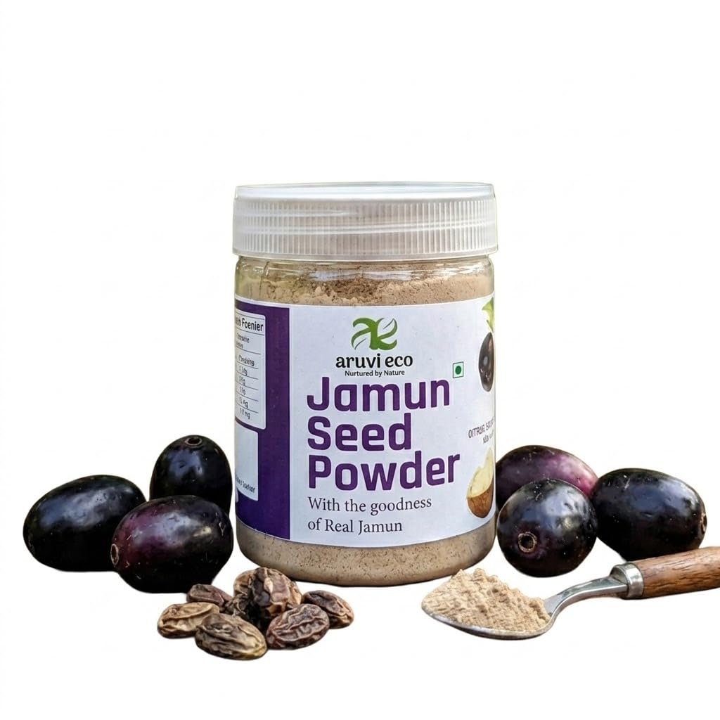 Aruvi Eco Organic Jamun Seed Powder | Pure Natural Herbal Powder | Antioxidant Rich (100g)