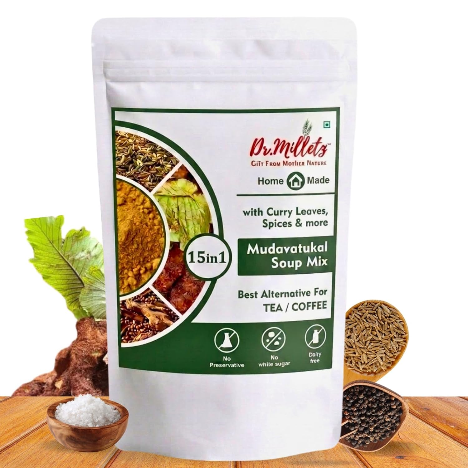 Dr. Milletz Mudavatukal Soup Mix – 15-in-1 Herbal Soup Powder | Dairy Free | 100g