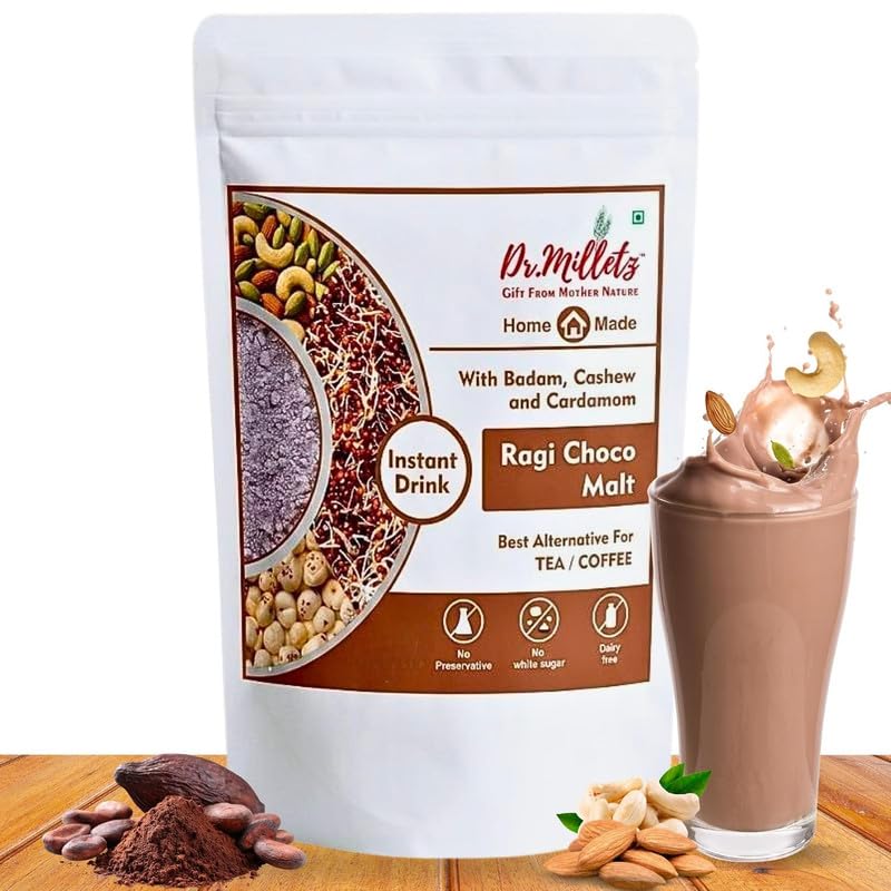 Dr. Milletz Ragi Choco Malt Health Drink Mix | Millet-Based Choco Malt Powder | 200g