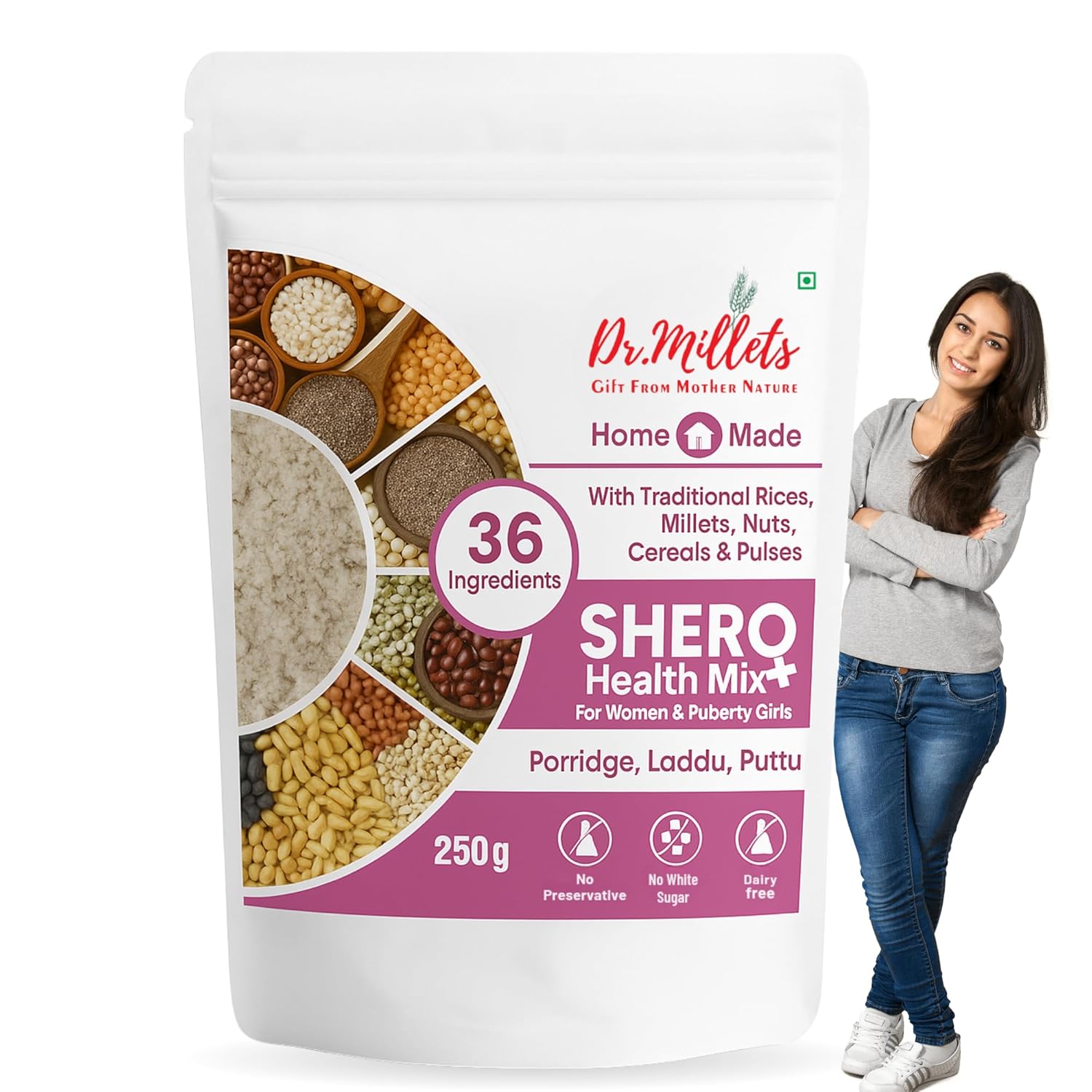 Dr. Milletz Shero Women’s Health Mix – 36 Millet Nutrition Powder | 250g