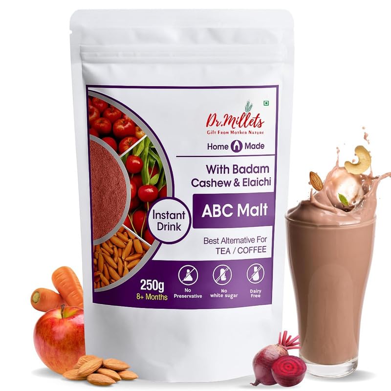 Dr. Milletz ABC Malt Milk Mix with Badam, Cashew & Elaichi – 250g