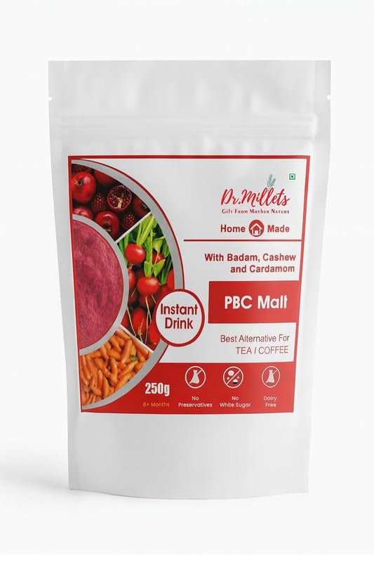 Dr. Milletz PBC Malt Milk Mix with Badam, Cashew & Elaichi – 250g
