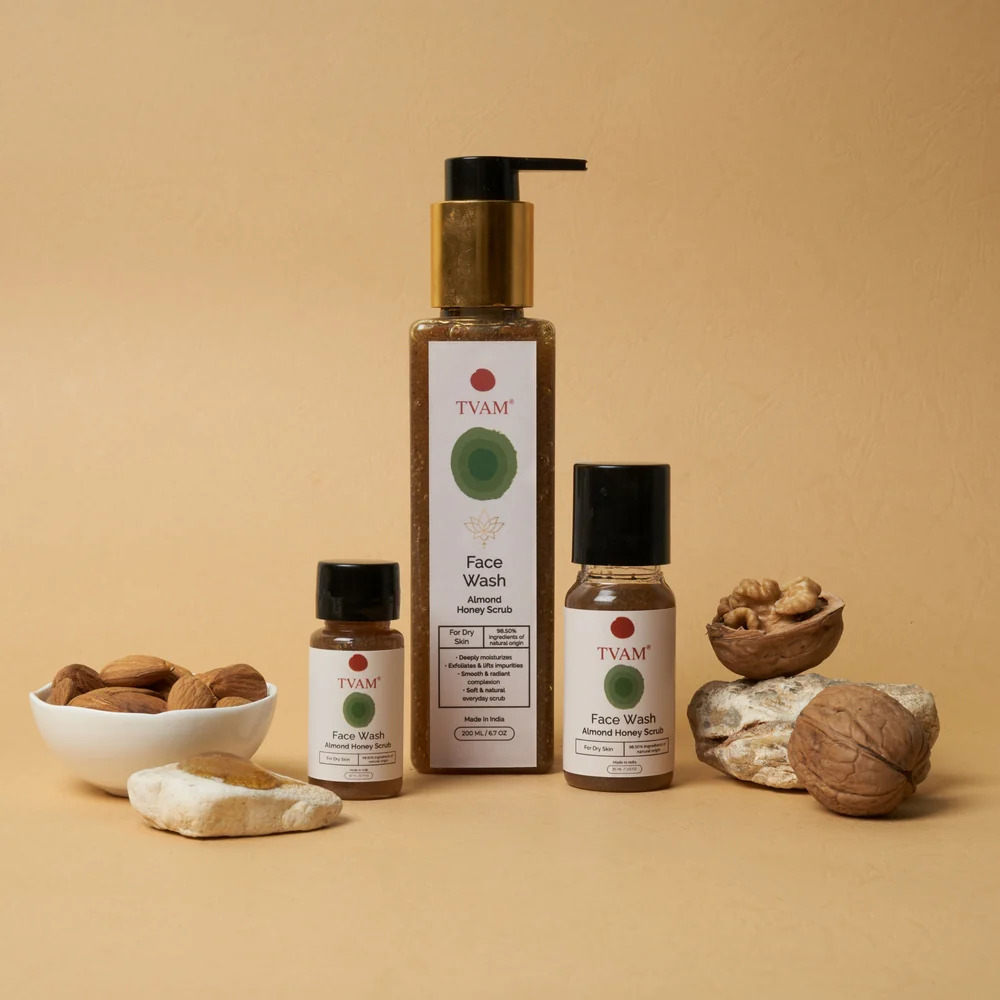 Tvam Naturally Yours, All Natural Face Wash – Almond & Honey Scrub for Dry Skin - 200ml