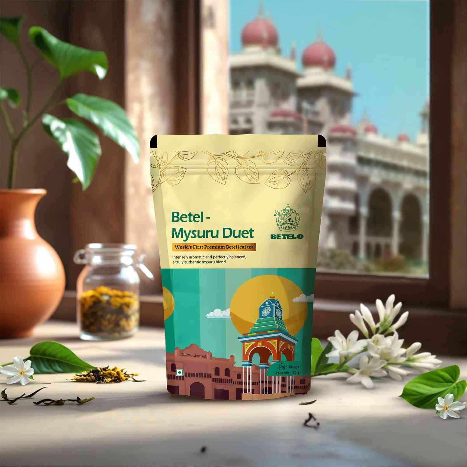 Betelo Mysuru Duet Herbal Infusion | Betel Leaf Tea with Lemongrass, Orange Peel & Moringa | 32g