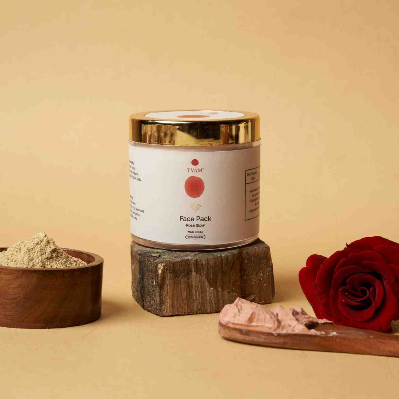 Tvam Naturally Yours, Rose Face Pack for Glowing Skin | Herbal Skin Brightening & Firming Face Mask - (100g)