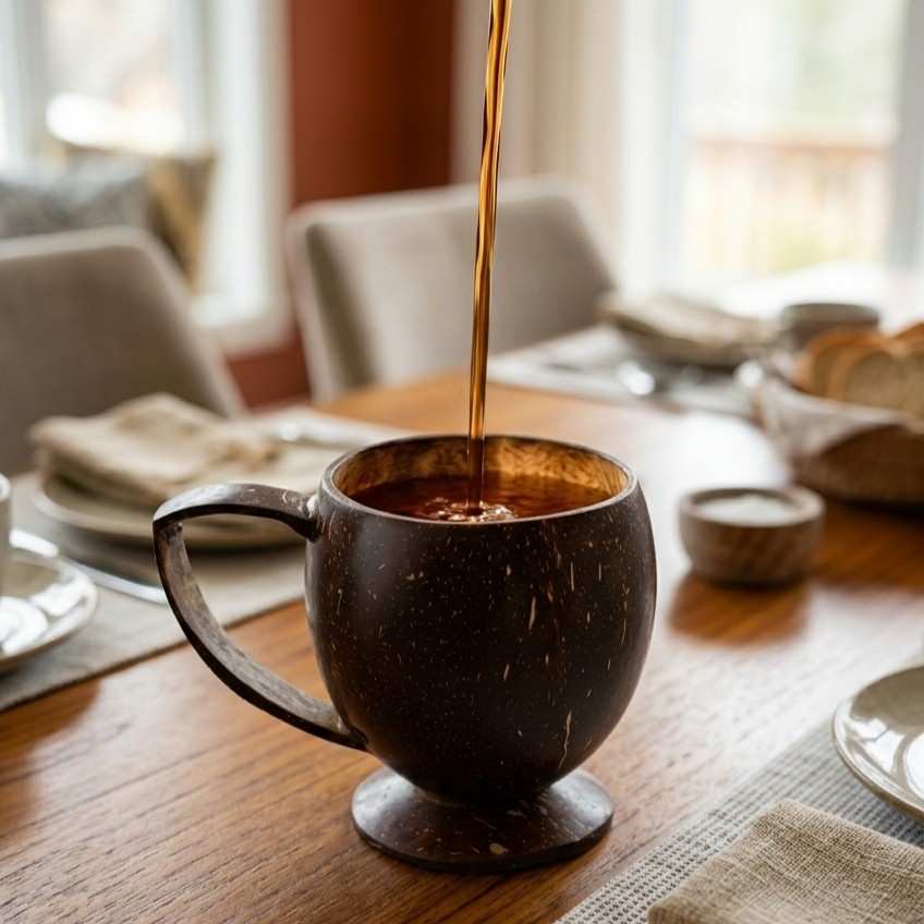 Handmade Coconut Shell Tea Cup – Eco-Friendly Natural Cup