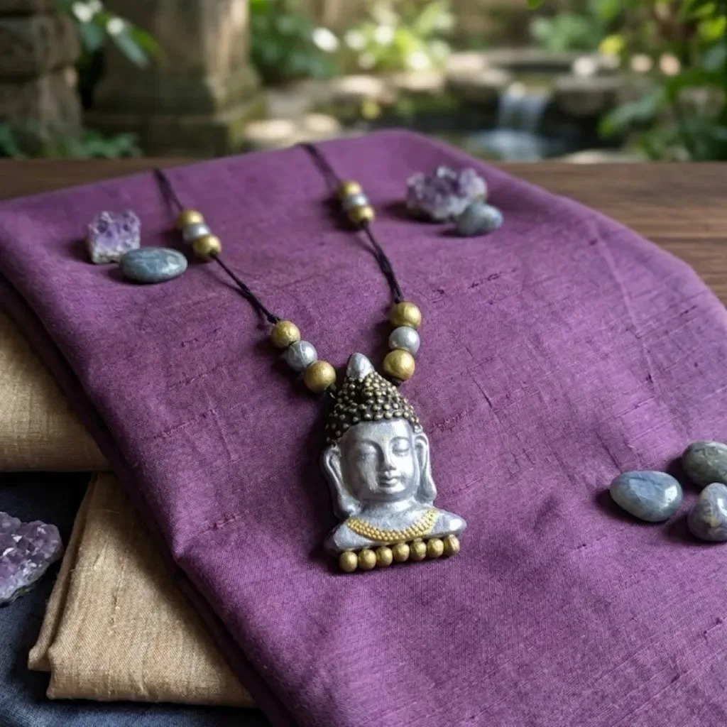 Buddha Pendant Handmade Necklace | Spiritual Ethnic Beaded Jewelry