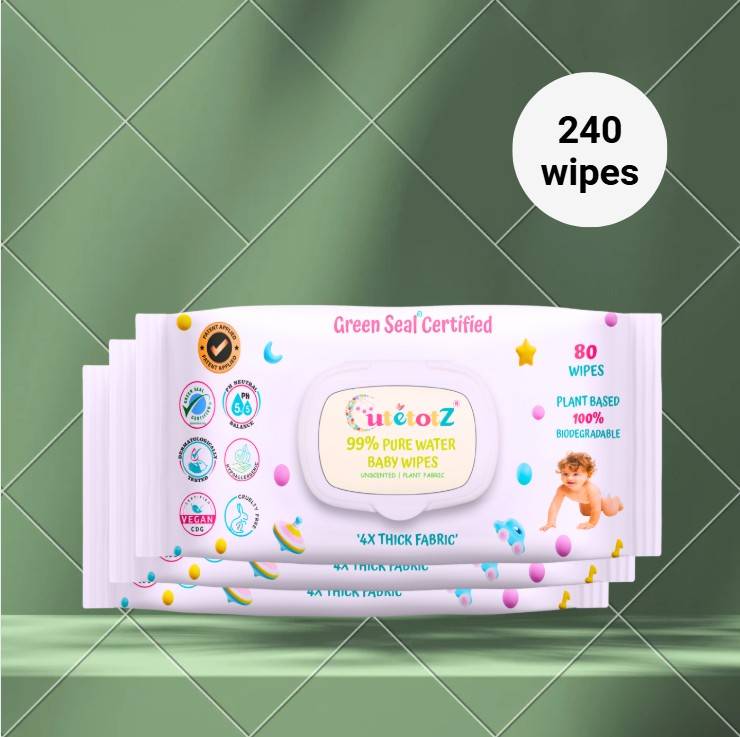 CutetotZ Baby Gentle 99% Water Wipes -(240 Wipes)